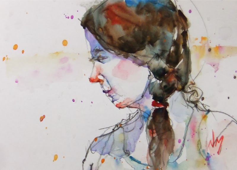 watercolour portrait woman braid Nora MacPhail.jpg - Nora  Mac  Phail  (02)