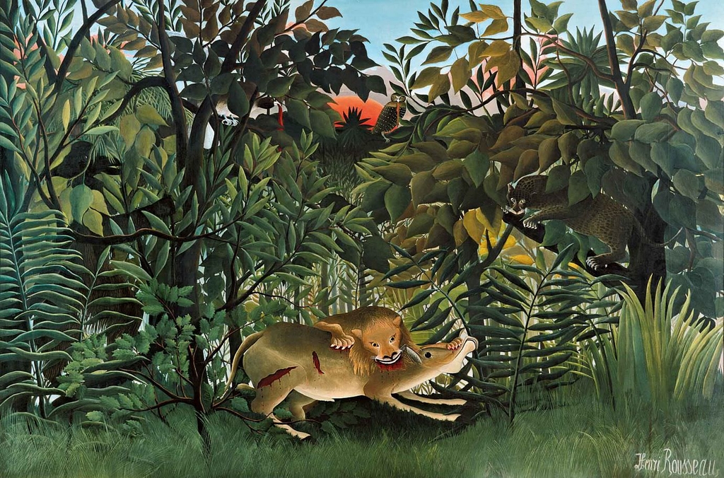 the-hungry-lion-throws-itself-on-the-antelope.jpg - Henri  Rousseau