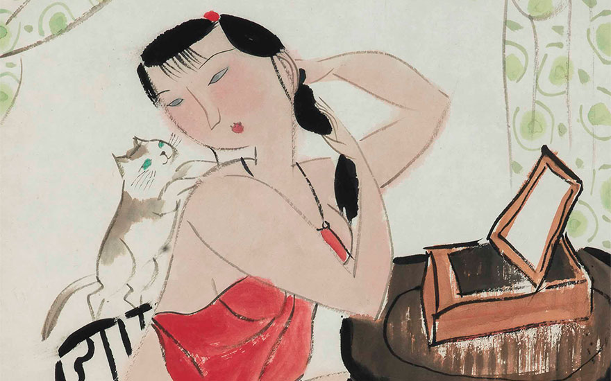 main-hu-yongkai-born-1945-lady-and-cat.jpg - Hu  Yong  Kai