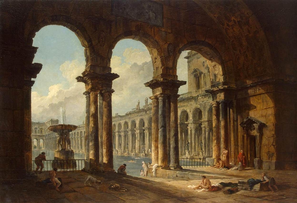 hubert-robert.-ruines-antiques-utilisees-comme-bains-publics-1798-.jpg - Hubert  Robert
