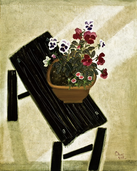 春天-三色堇-2013-Oil-on-Canvas-100x80cm.jpg - Dong  Shaw  Hwei
