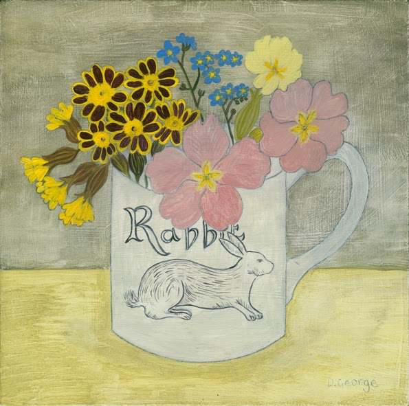 Debbie george. Rabbit cup and pink Primrose.jpg - Debbie  George
