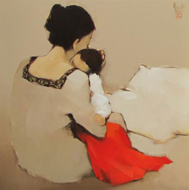 Mother-and-Child-01-Oil-on-Canvas-painting-by-Vietnamese-Artist-Nguyen-Thanh-Binh.jpg - Nguyen  Thanh  Binh