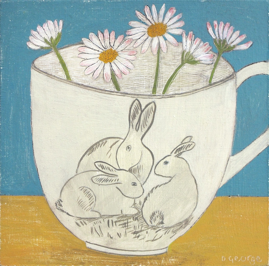 Debbie George.Rabbit cup and daisies_.jpg - Debbie  George