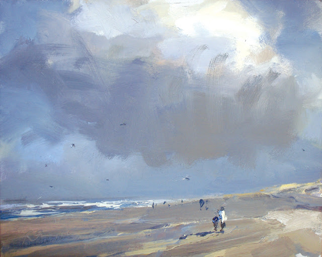 Roos Schuring Seascape winter _22 Cloud sunny cold beach 24x30.jpg - Roos  Schuring