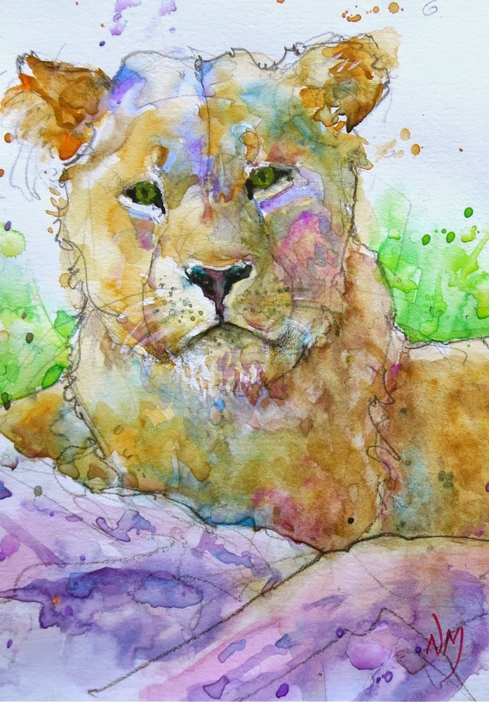 lion art painting watercolour Nora MacPhail WatercoloursbyNora Etsy.jpg - Nora  Mac  Phail  (02)