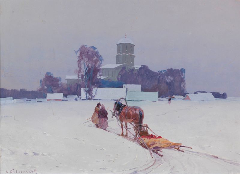 KOLESNIKOV, STEPAN (1879-1955) «By the Church».jpg - Stepan  Kolesnikov