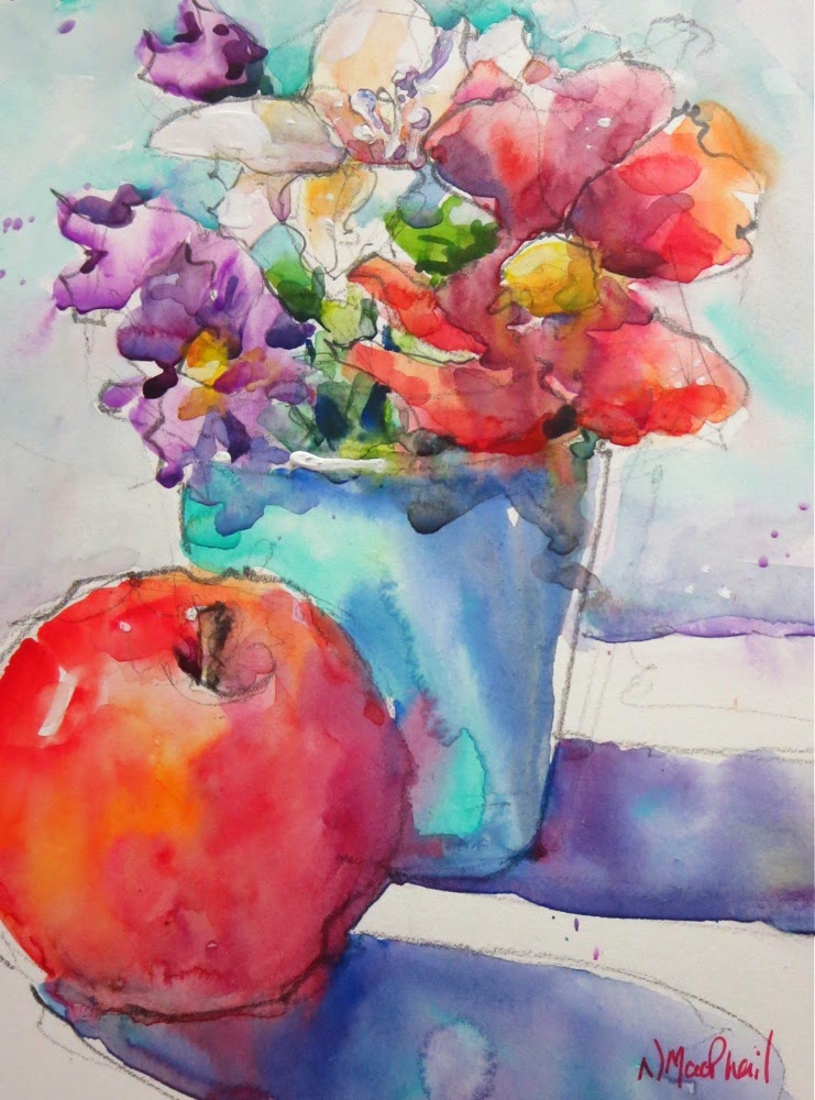 dailypaintworks Nora MacPhail flowers still life apple toronto artist watercolour .jpg - Nora  Mac  Phail  (01)