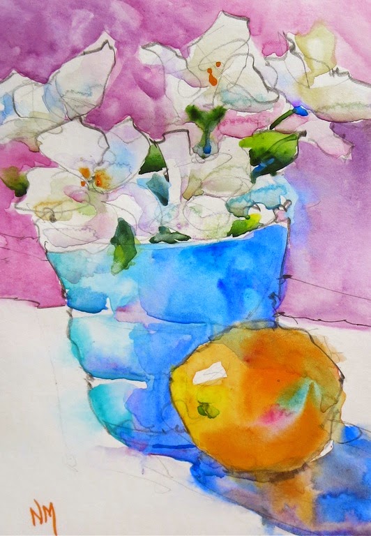 watercolor painting art flowers still life fruit clementine Nora MacPhail Toronto Watercolour Society.JPG - Nora  Mac  Phail  (01)