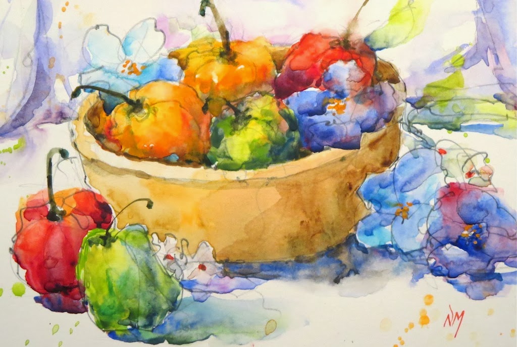 watercolor painting WatercoloursbyNora MacPhail still life peppers.jpg - Nora  Mac  Phail  (01)