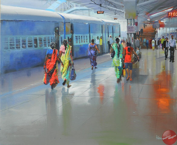 Bijay-Biswaal-Painting-of-Railway-Station-Platform.jpg - Bijay  Biswaal