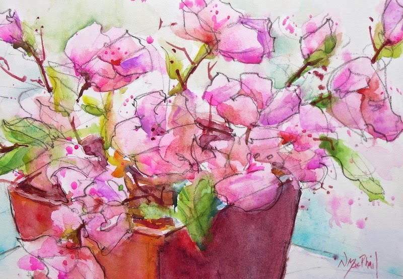 Toronto Watercolour Society Nora MacPhail artist flowers floral pink red everything.JPG - Nora  Mac  Phail  (01)