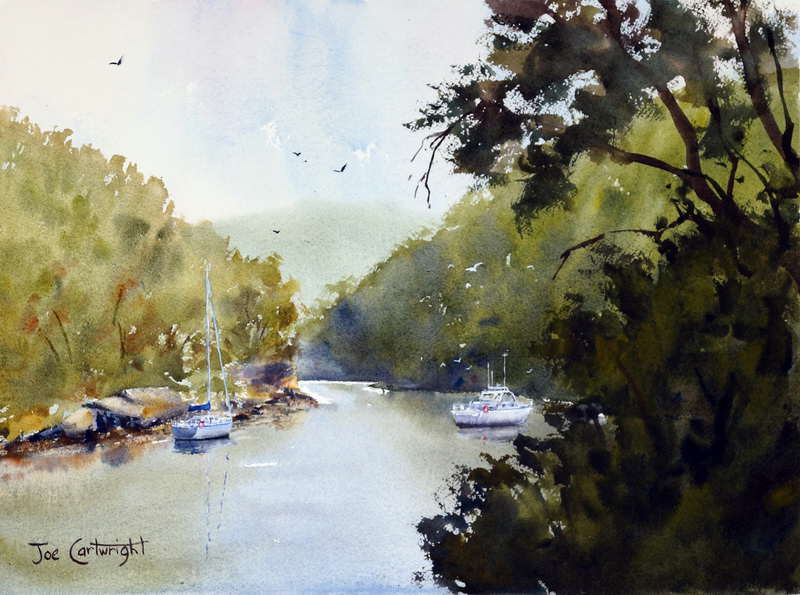 Berowra-Waters-afternoon-plein-air-watercolor-painting.jpg - Joe  Cartwright