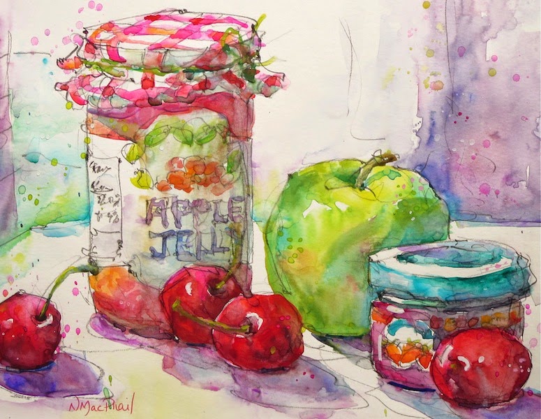 Toronto Watercolour Society Nora MacPhail still life fruit cherry apple.JPG - Nora  Mac  Phail  (01)