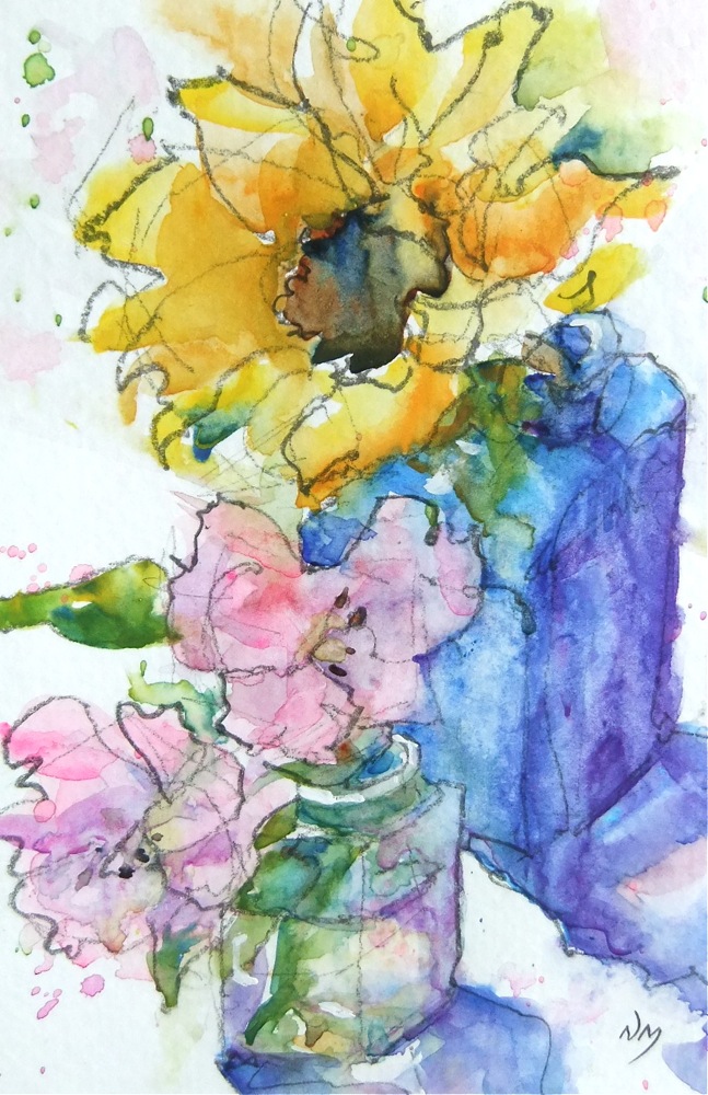 watercolour painting sunflower flowers Nora MacPhail.jpg - Nora  Mac  Phail  (01)
