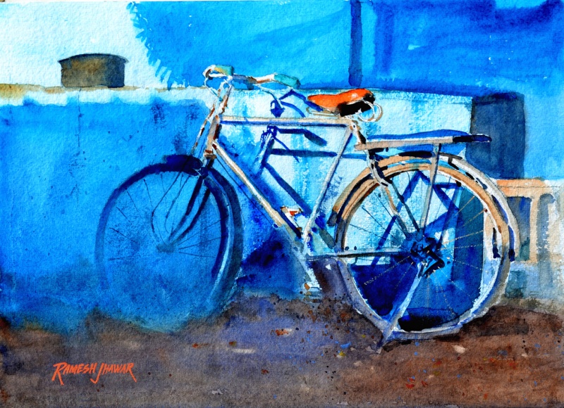 bicycle_by_the_blue_wall.jpg - Ramesh  Jhawar