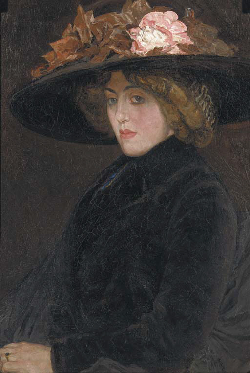 Leo-Gestel-xx-Portrait-of-an-elegant-lady-with-a-hat-xx-Private-Collection.jpg - Leo  Gestel