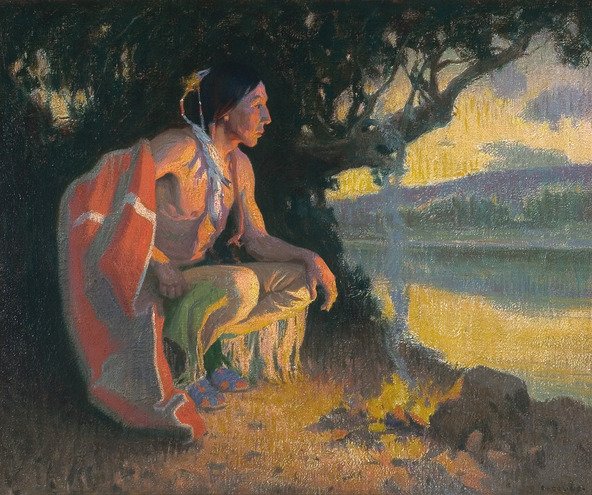 Eanger Irving Couse Indian Brave by a Campfire, 1919.jpg - Eanger  Irving  Couse